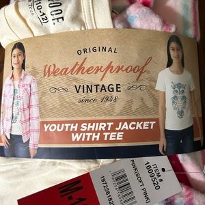 Weatherproof Vintage Youth Shirt Jacket and Tee, Pink, Medium (10/12)